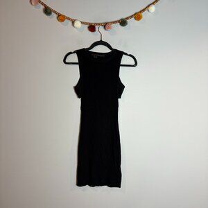 Ricky x 360 Sweater black ribbed cut out side mini dress